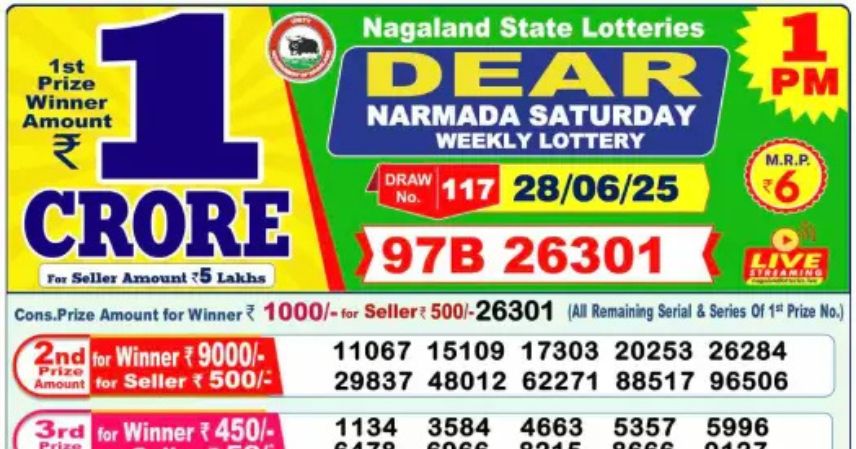 Dear Lottery 1 PM Result Declared 28-06-2025