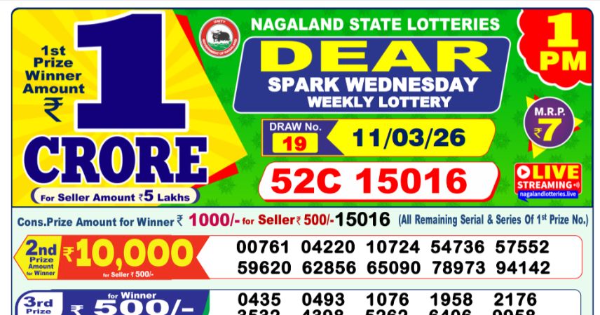 Dear Lottery 1 PM Result Declared 11-03-2026