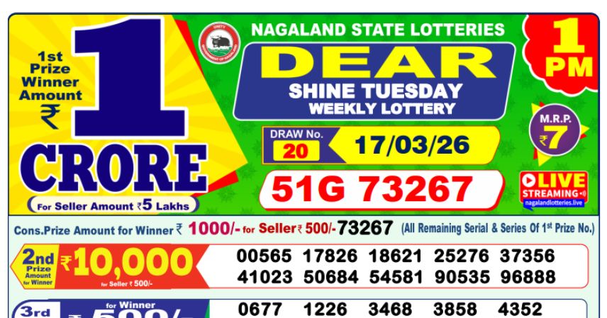 Dear Lottery 1 PM Result Declared 17-03-2026