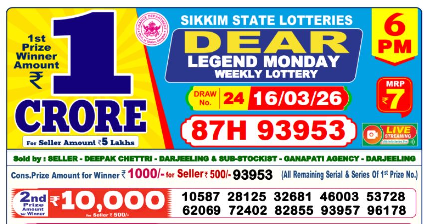 Dear Lottery 6 PM Result Declared 16-03-2026