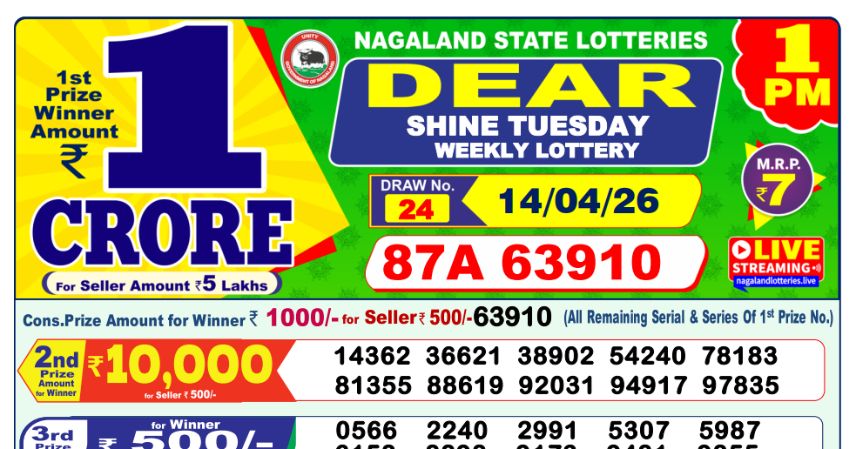 Dear Lottery 1 PM Result Declared 14-04-2026