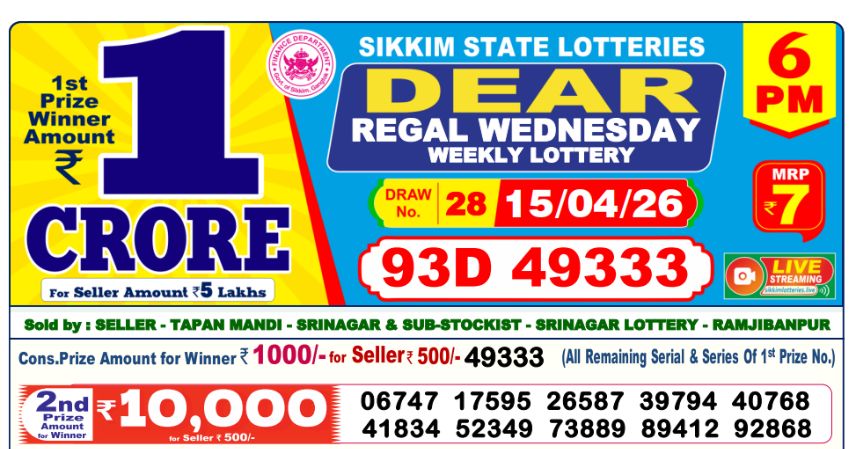 Dear Lottery 6 PM Result Declared 15-04-2026