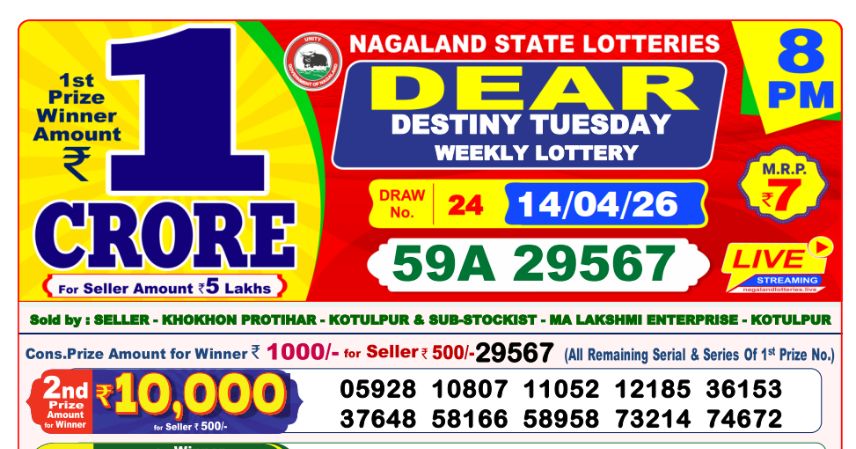 Dear Lottery 8 PM Result Declared 14-04-2026