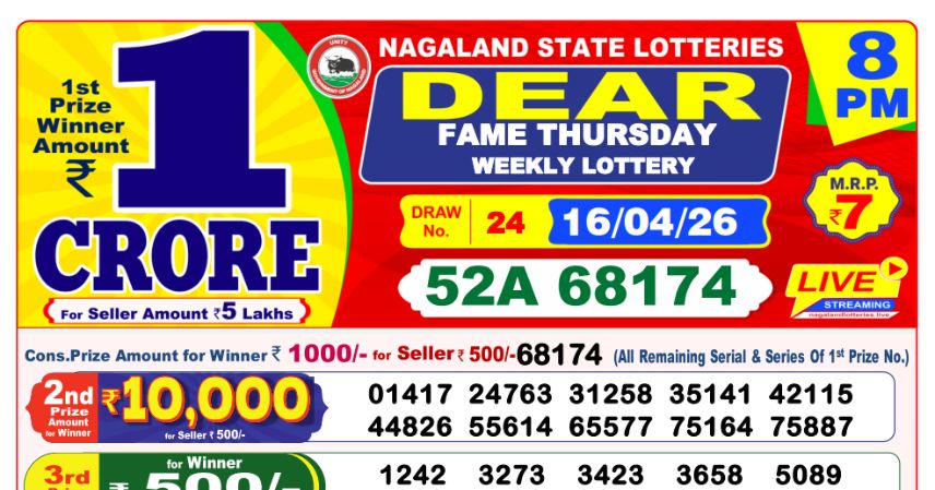 Dear Lottery 8 PM Result Declared 16-04-2026
