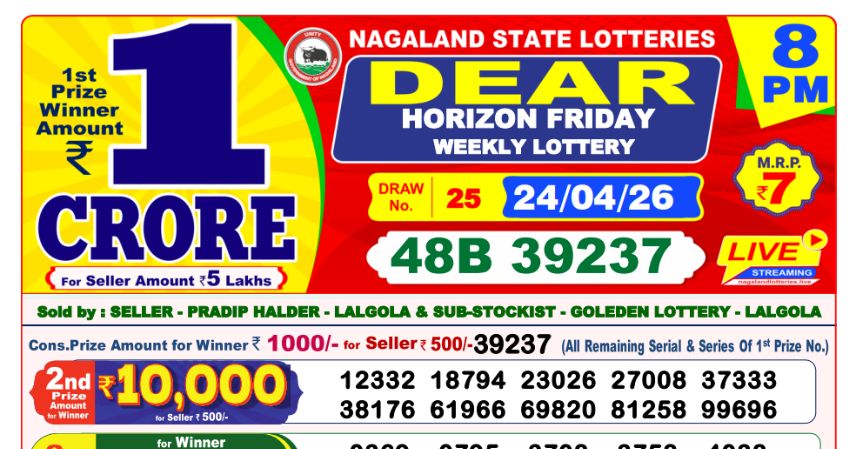 Dear Lottery 8 PM Result Declared 24-04-2026