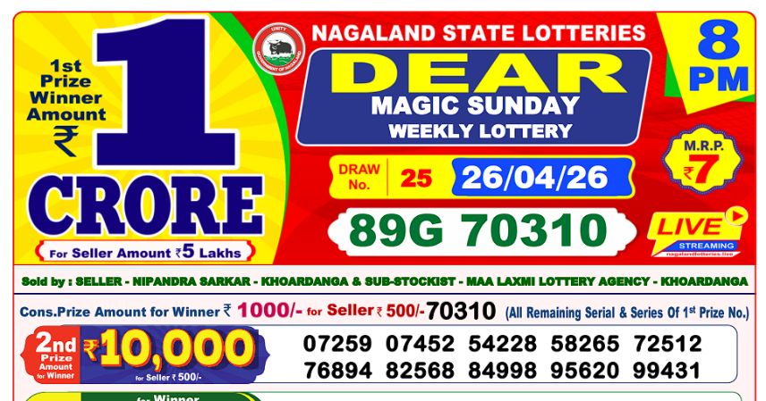 Dear Lottery 8 PM Result Declared 26-04-2026